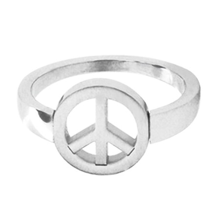 Stainless Steel Peace Symbol Ring - Click Image to Close